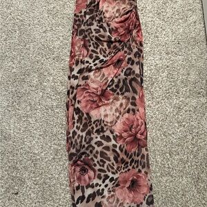 Windsor Pink and Brown Floral Leopard Maxi Skirt